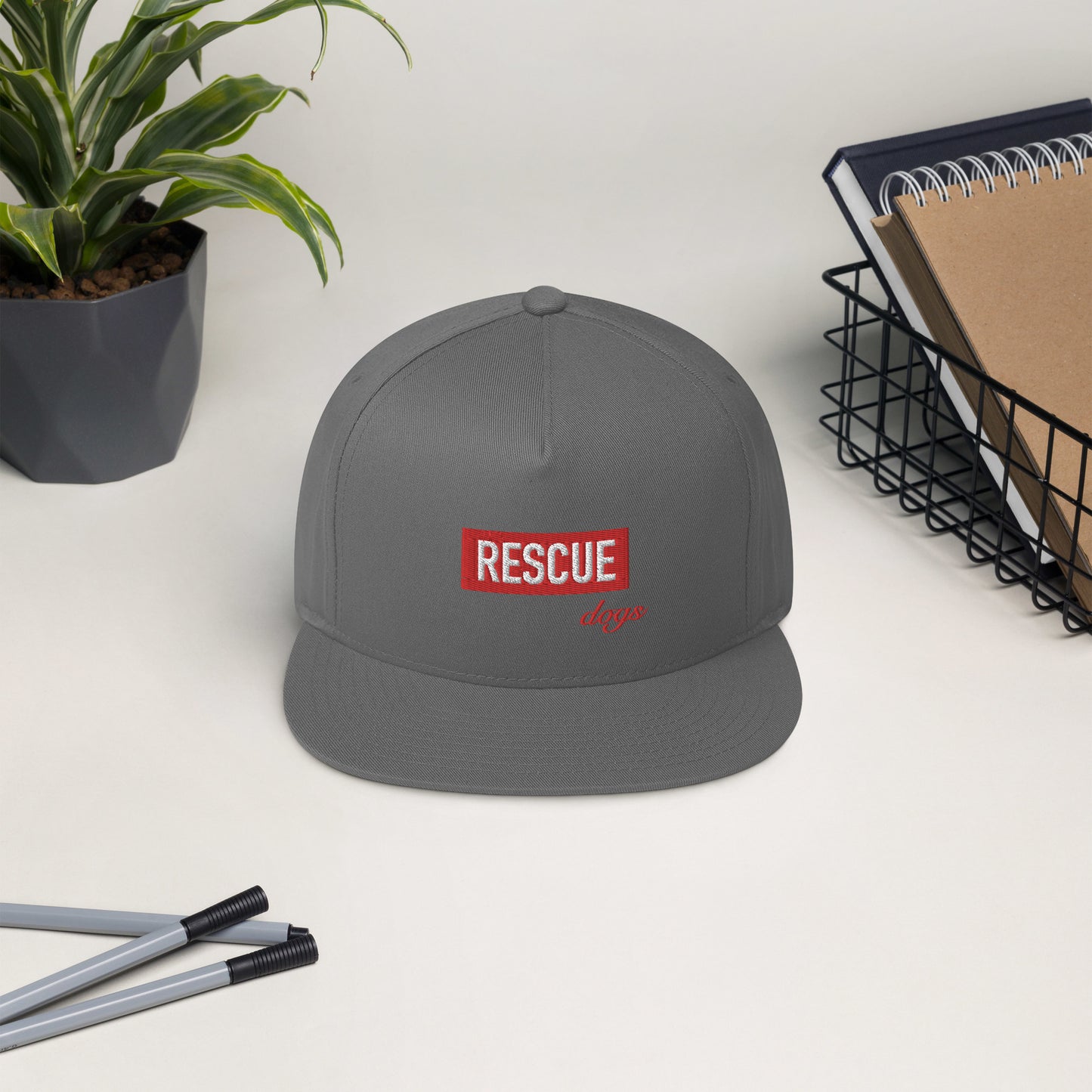 Rescue Dogs Flat Bill Cap - Grey