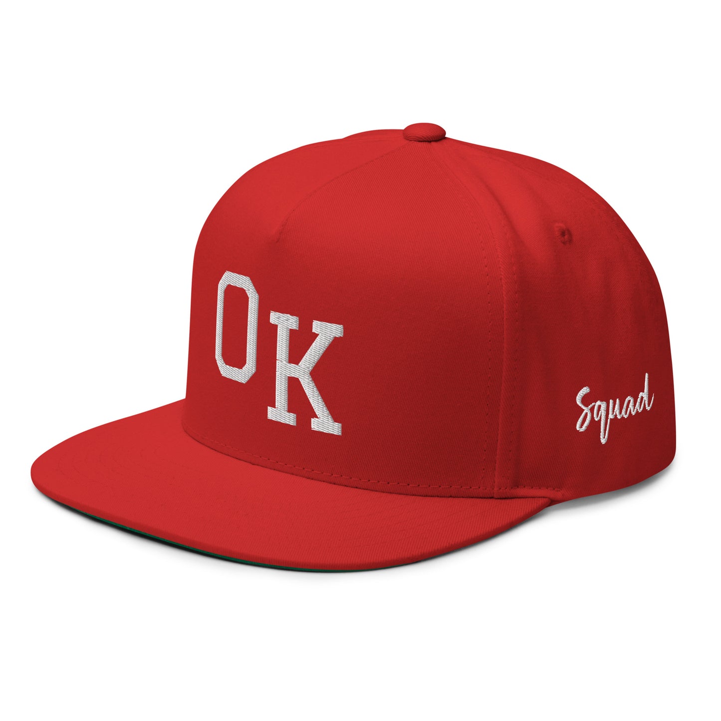 OK Classic Red 5-panel Flat Bill Cap