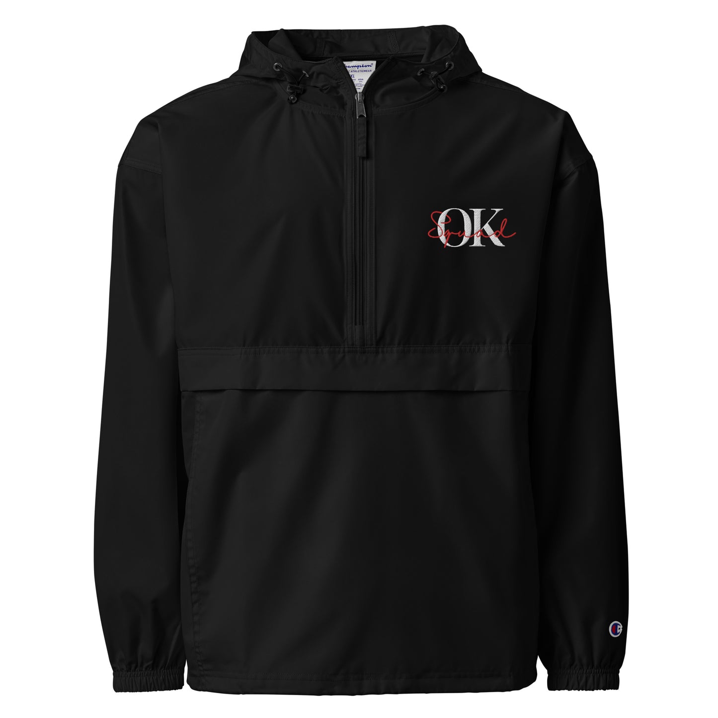 OK Squad Embroidered Champion Packable Jacket - Black