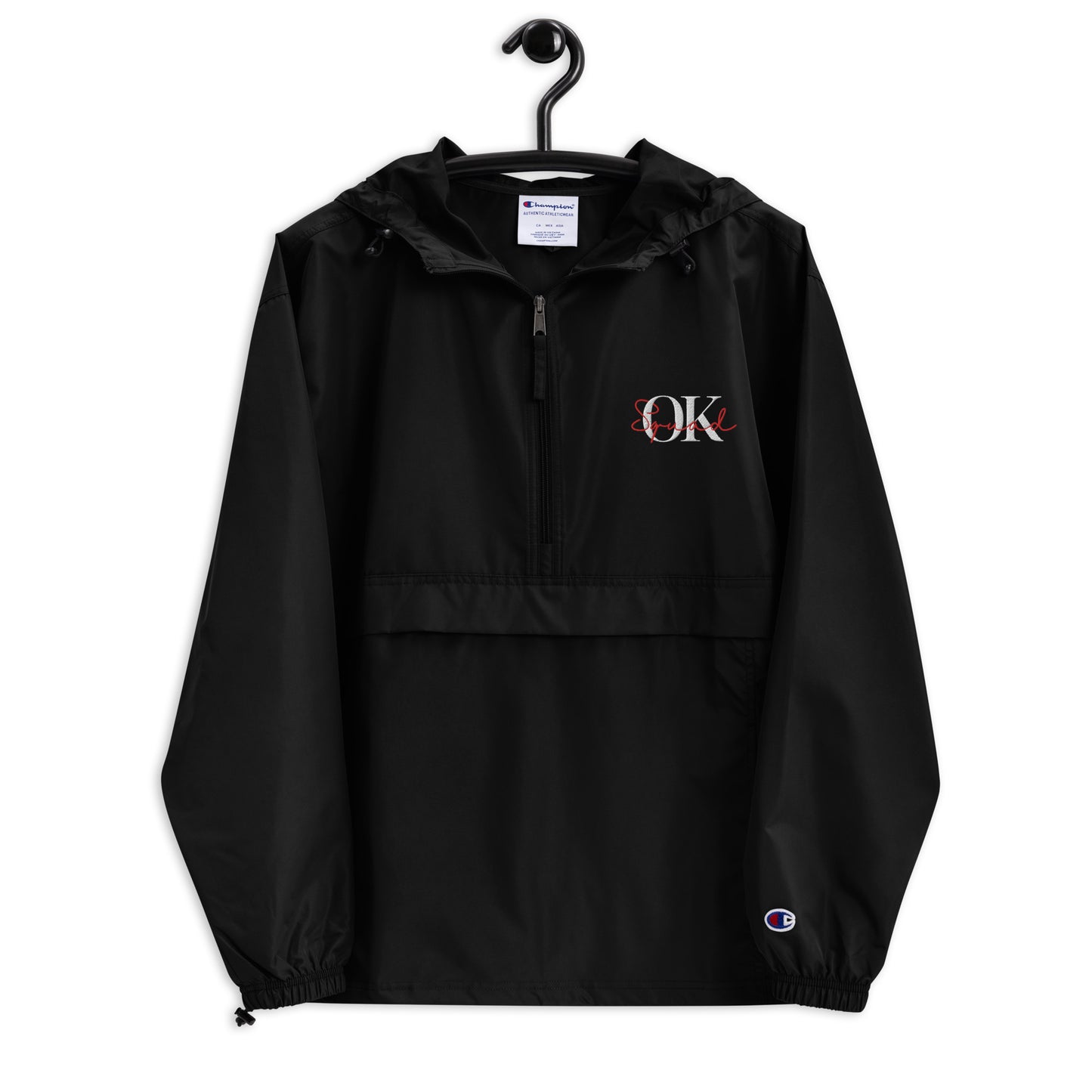 OK Squad Embroidered Champion Packable Jacket - Black