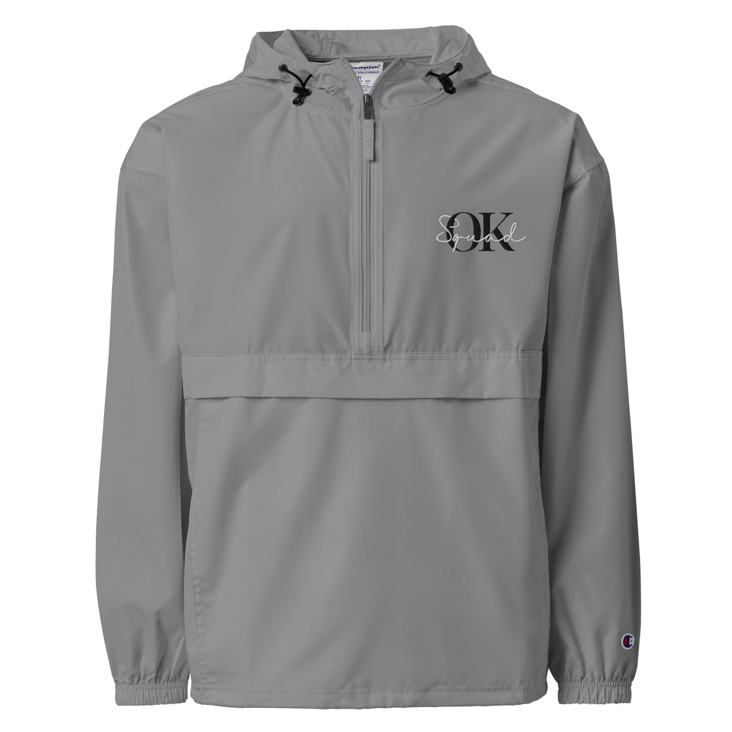 OK Squad Embroidered Champion Packable Jacket - Grey