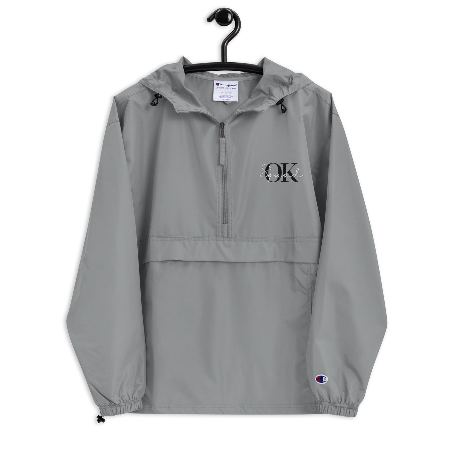 OK Squad Embroidered Champion Packable Jacket - Grey