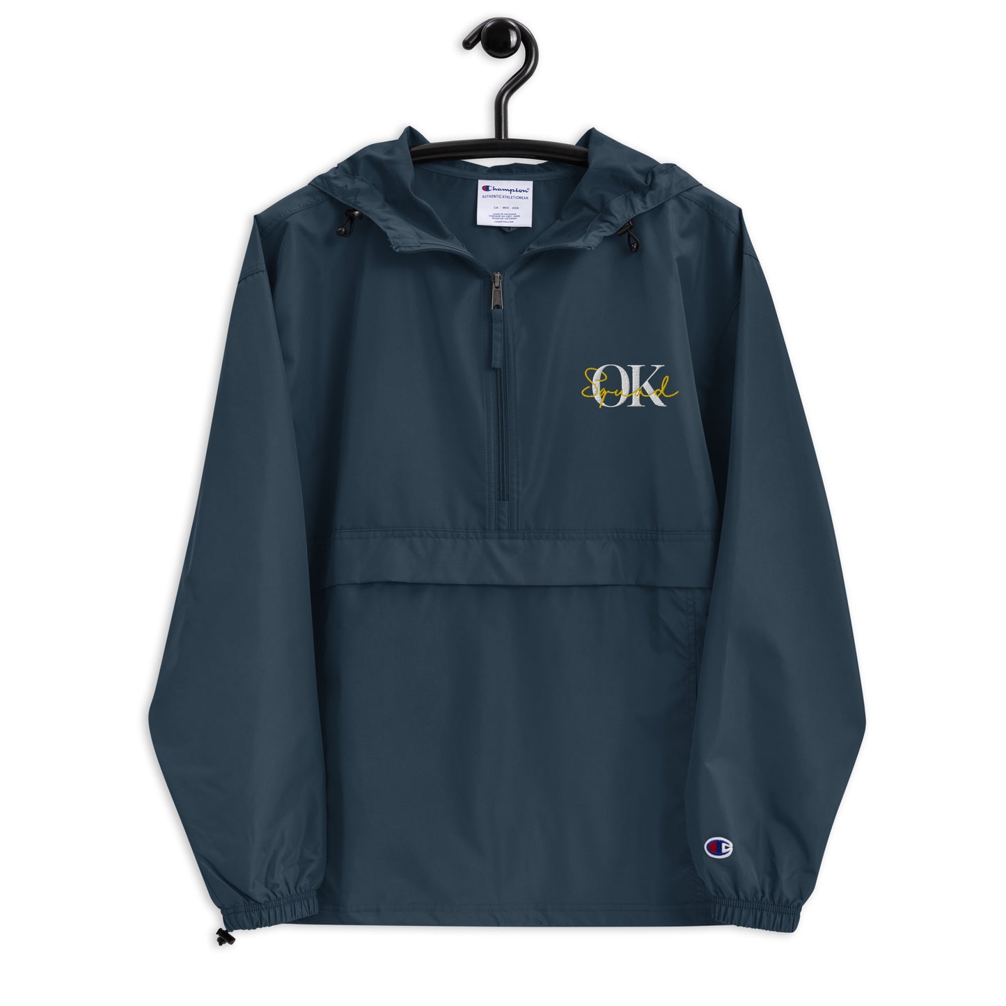 OK Squad Embroidered Champion Packable Jacket - Navy Blue