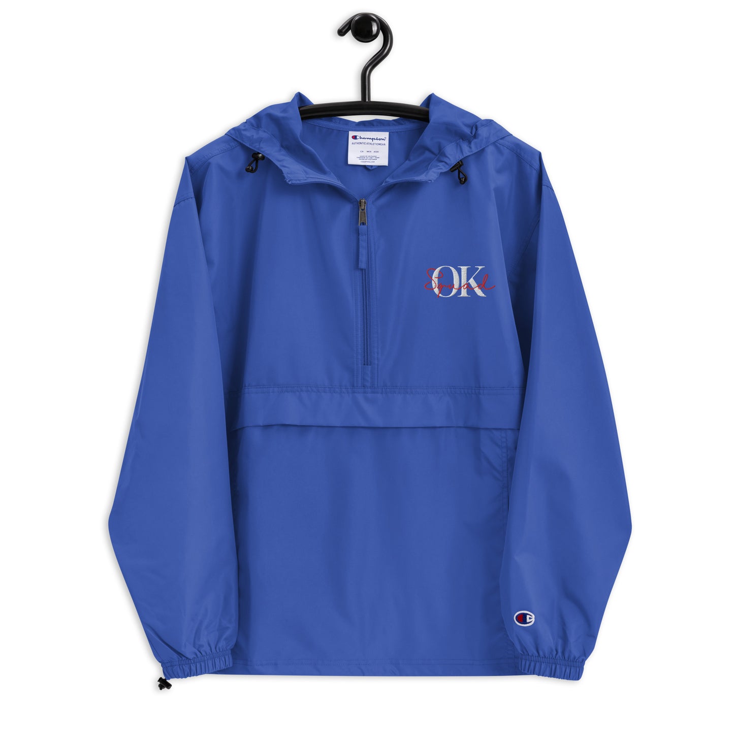 OK Squad Embroidered Champion Packable Jacket - Royal Blue