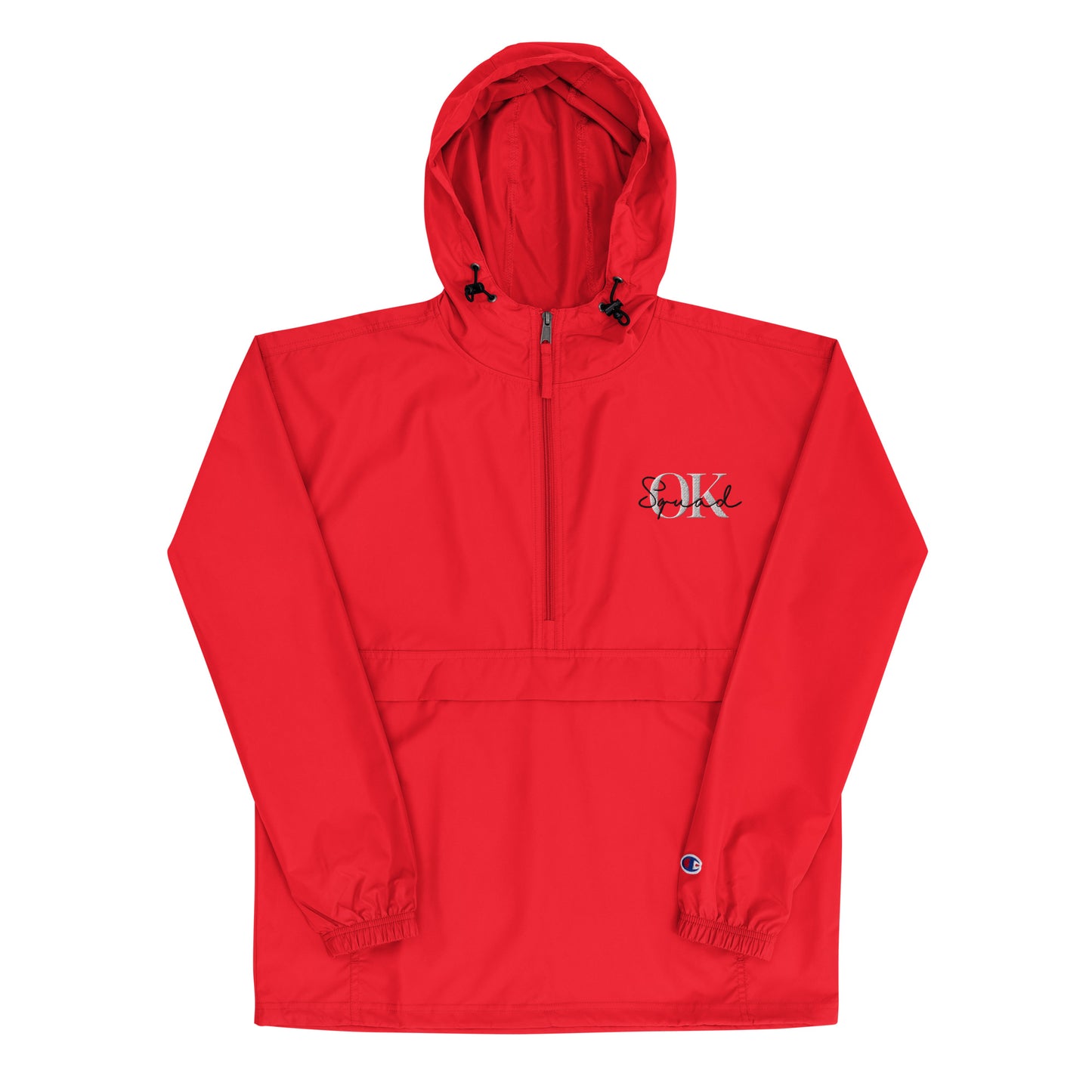 OK Squad Embroidered Champion Packable Jacket - Red