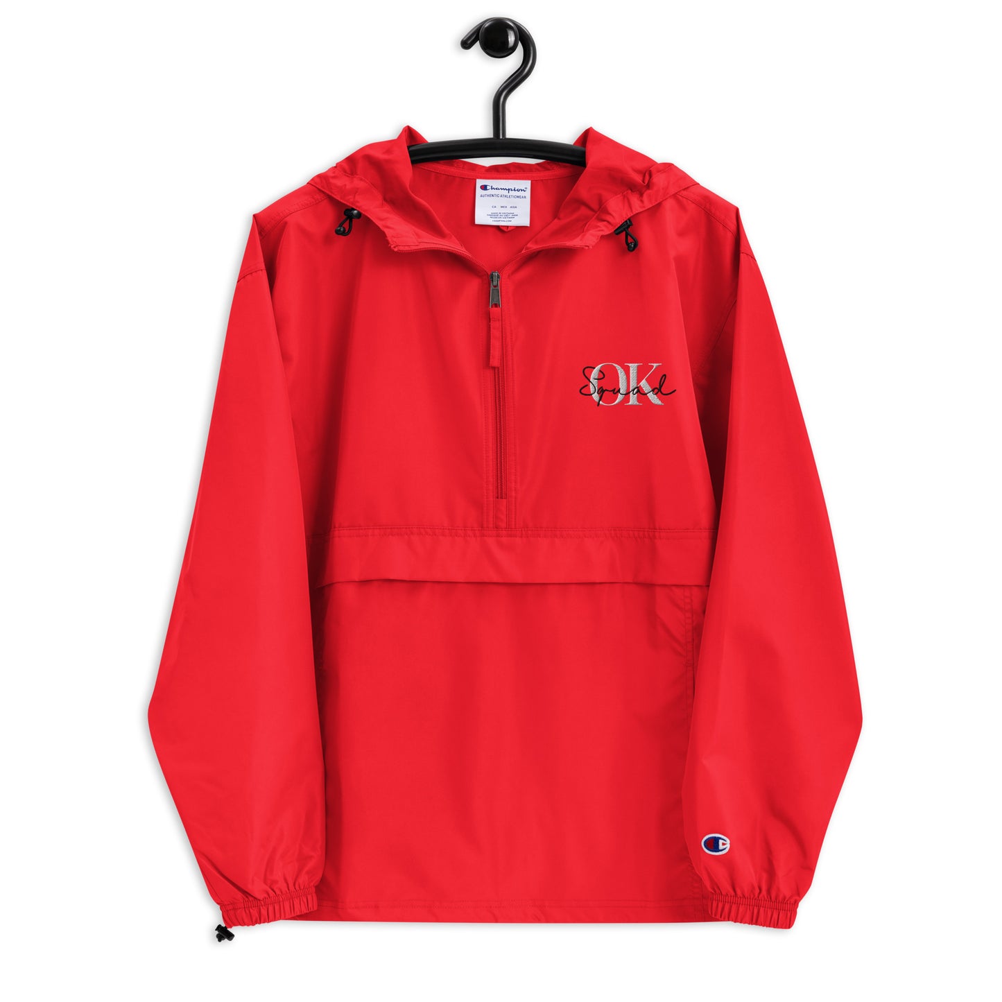 OK Squad Embroidered Champion Packable Jacket - Red