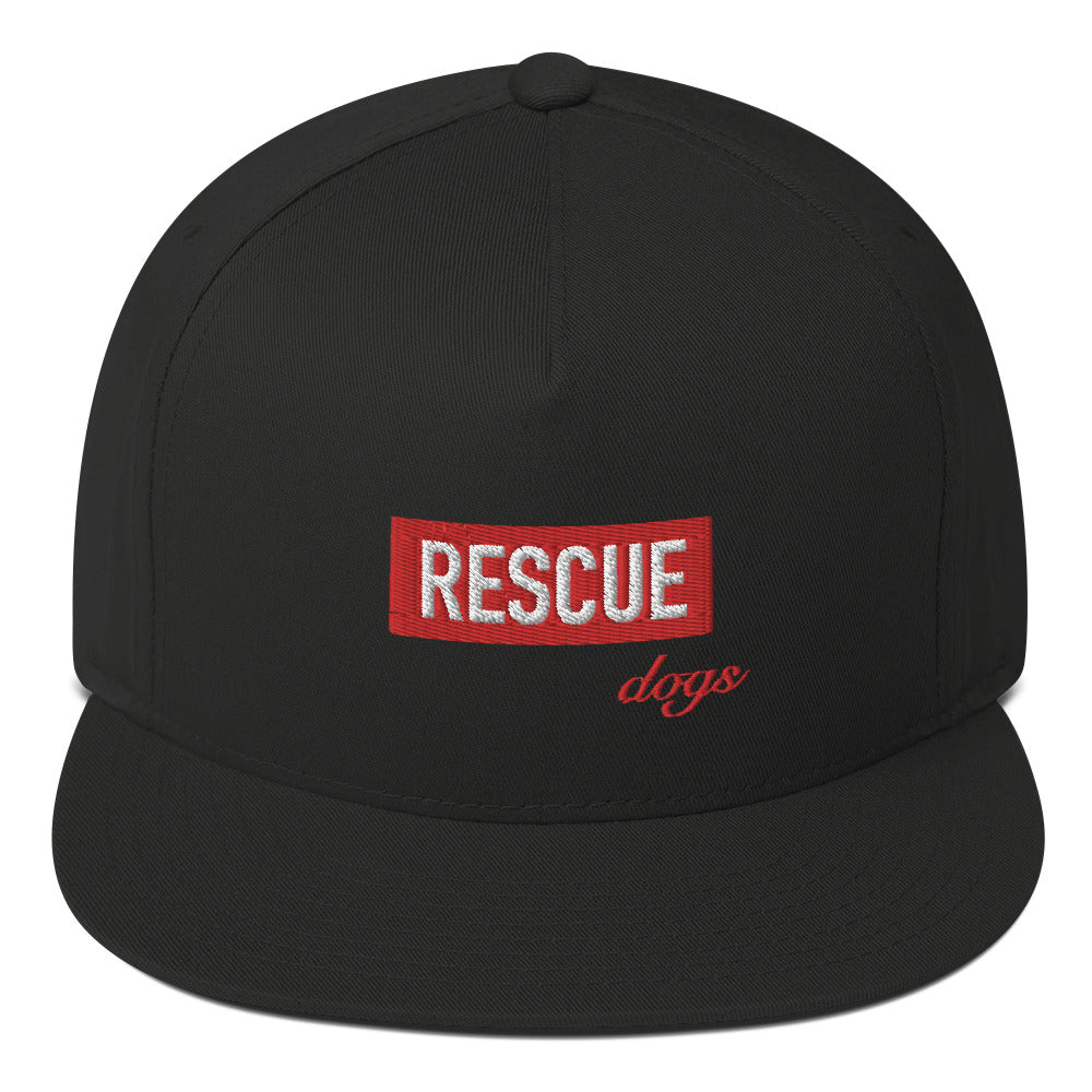 Rescue Dogs Flat Bill Cap - Black