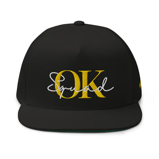 OK Squad 5-Panel Flat Bill Cap - Black/Yellow