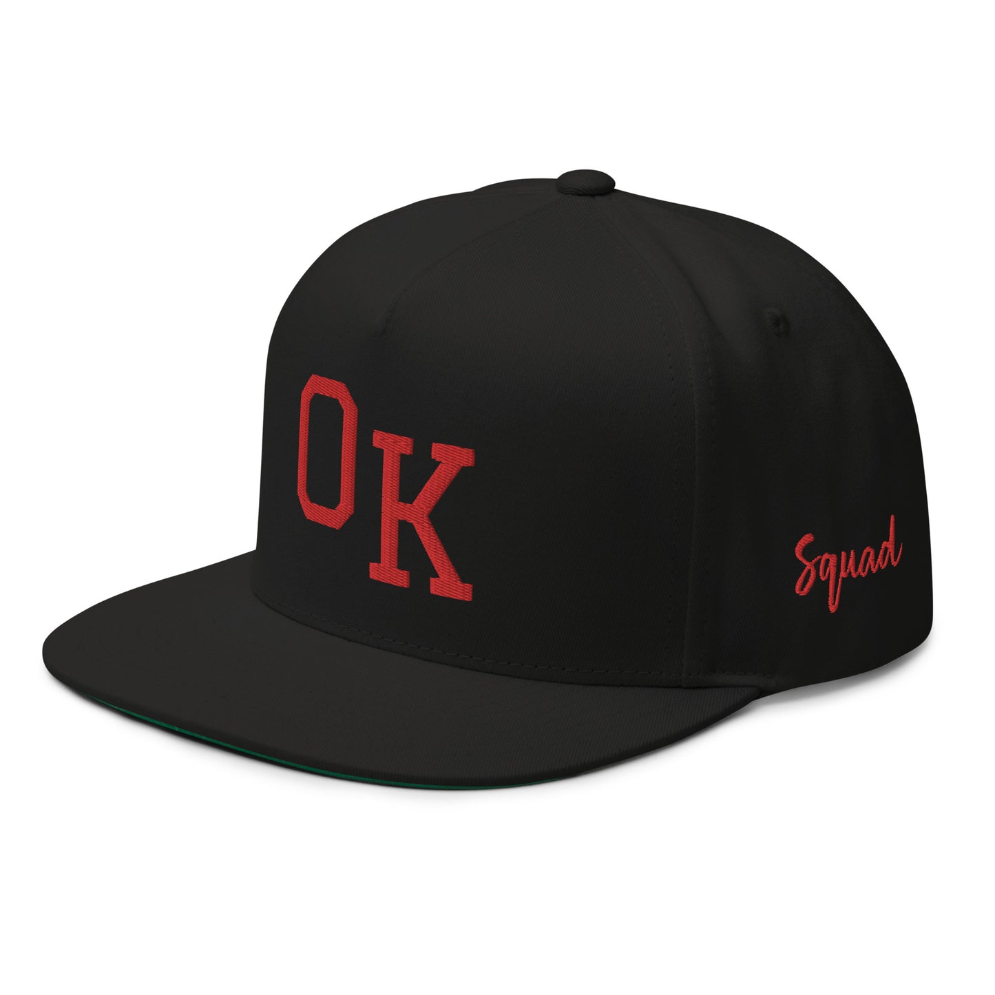 OK Classic Black 5-Panel Flat Bill Cap