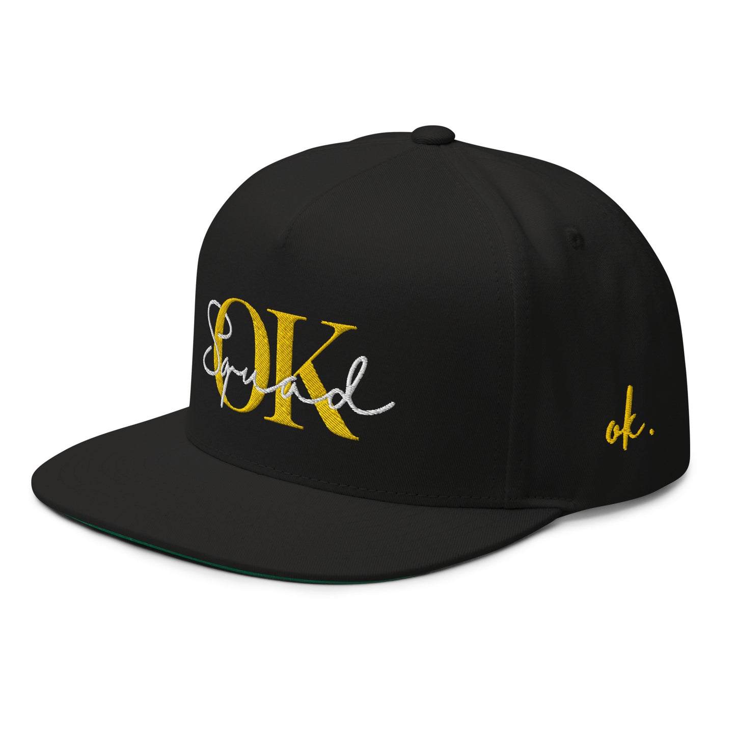 OK Squad 5-Panel Flat Bill Cap - Black/Yellow