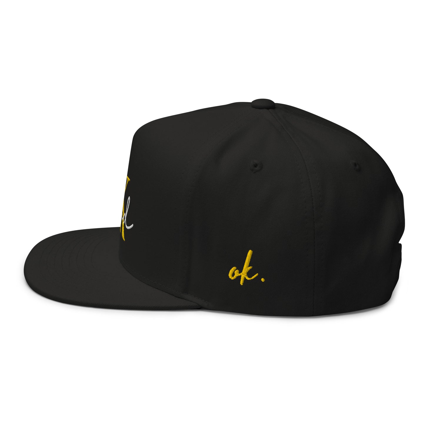 OK Squad 5-Panel Flat Bill Cap - Black/Yellow