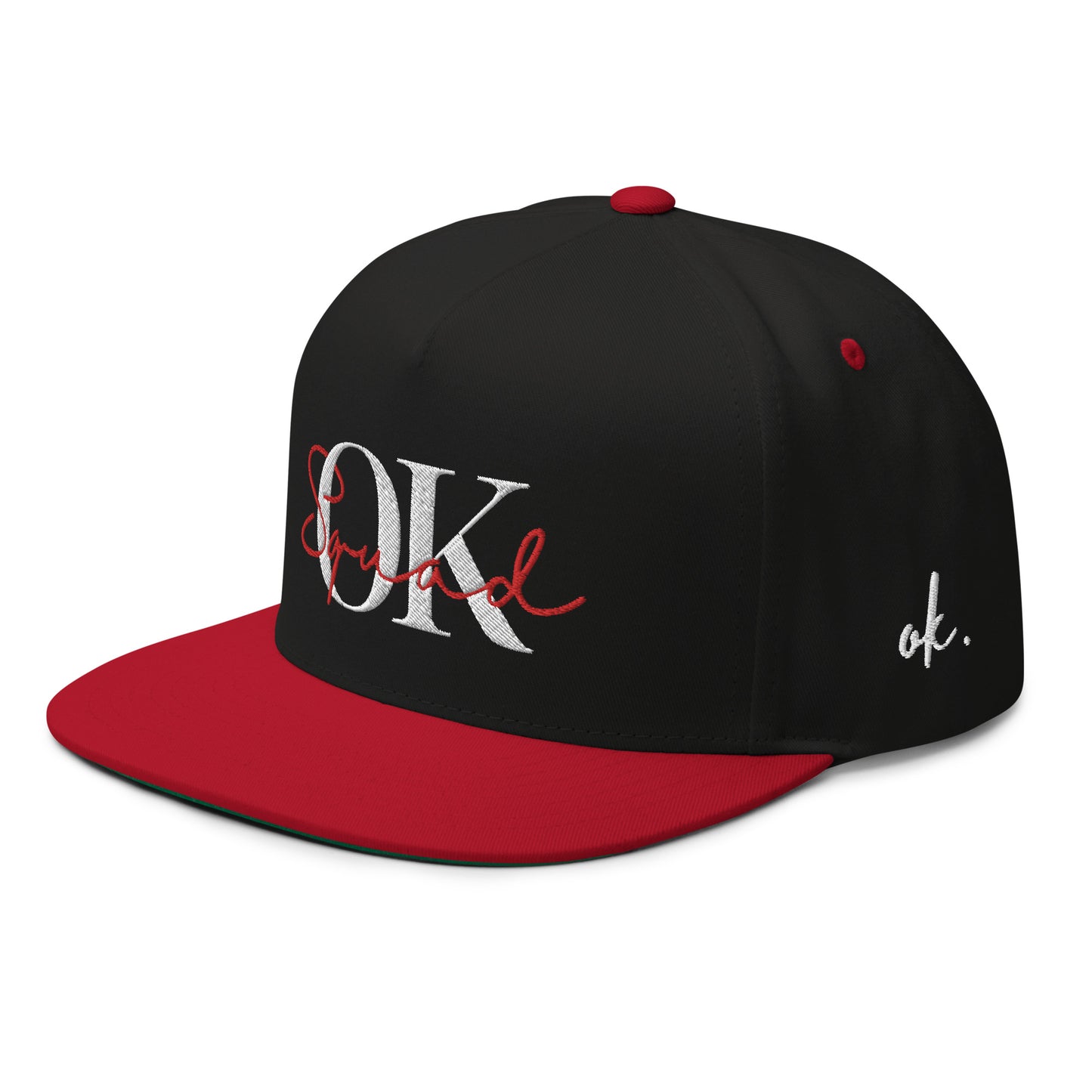 OK Squad 5-panel Flat Bill Cap - Black/Red