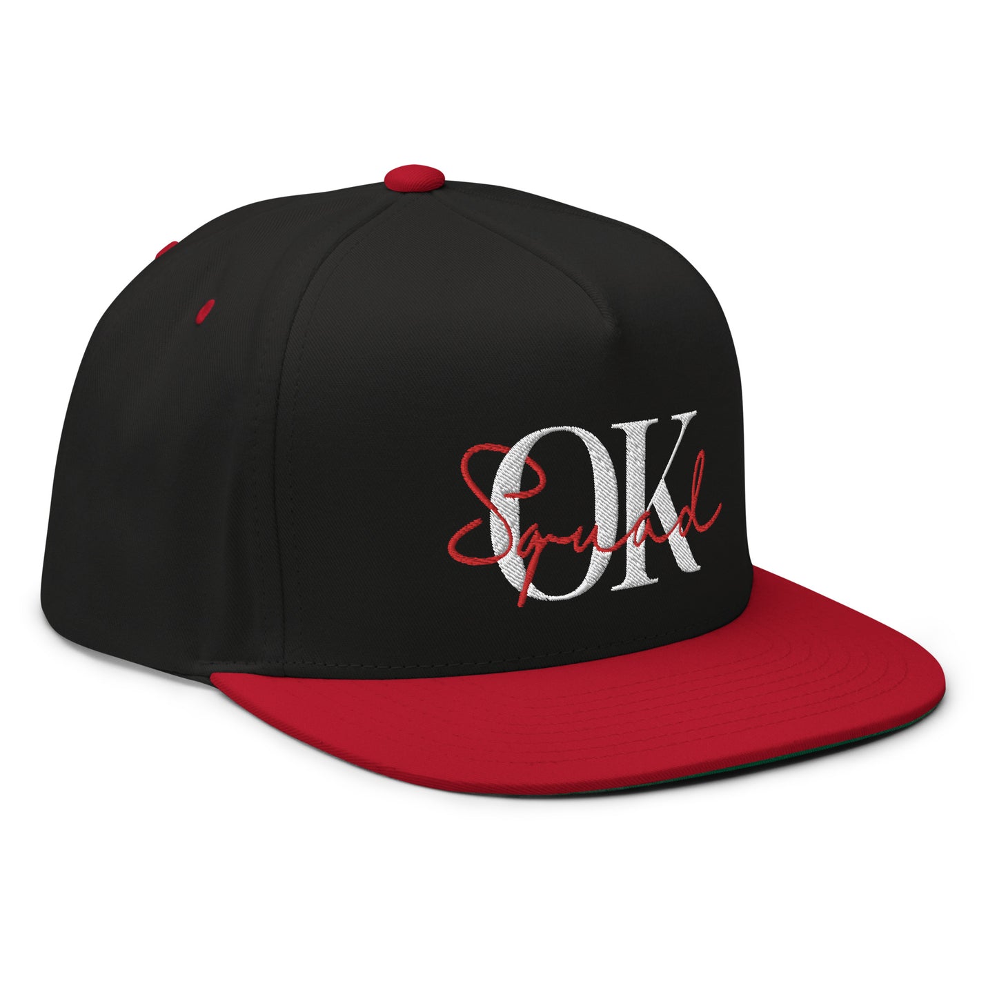 OK Squad 5-panel Flat Bill Cap - Black/Red