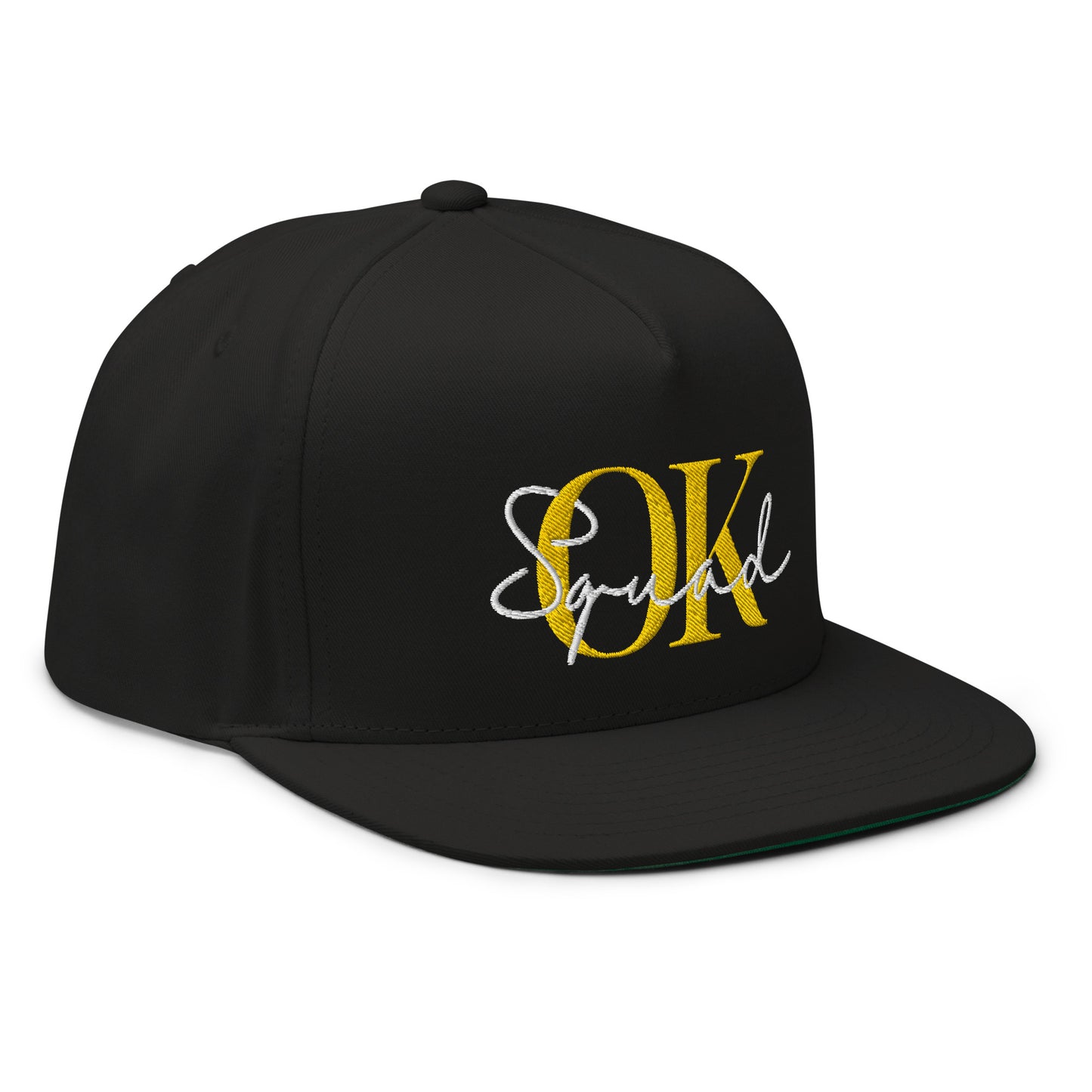 OK Squad 5-Panel Flat Bill Cap - Black/Yellow