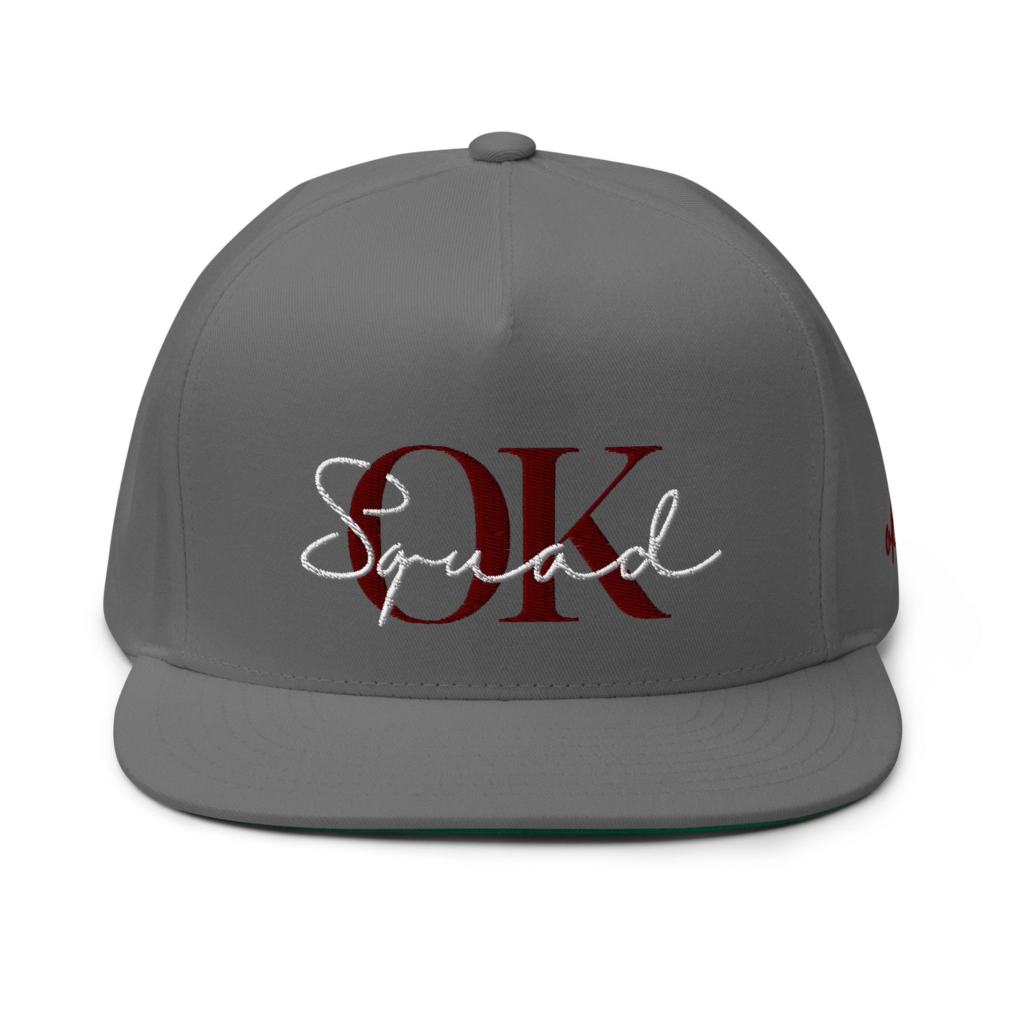 OK Squad 5-Panel Flat Bill Cap - Grey/Maroon