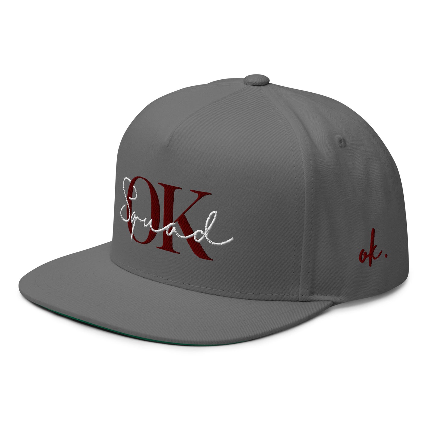 OK Squad 5-Panel Flat Bill Cap - Grey/Maroon