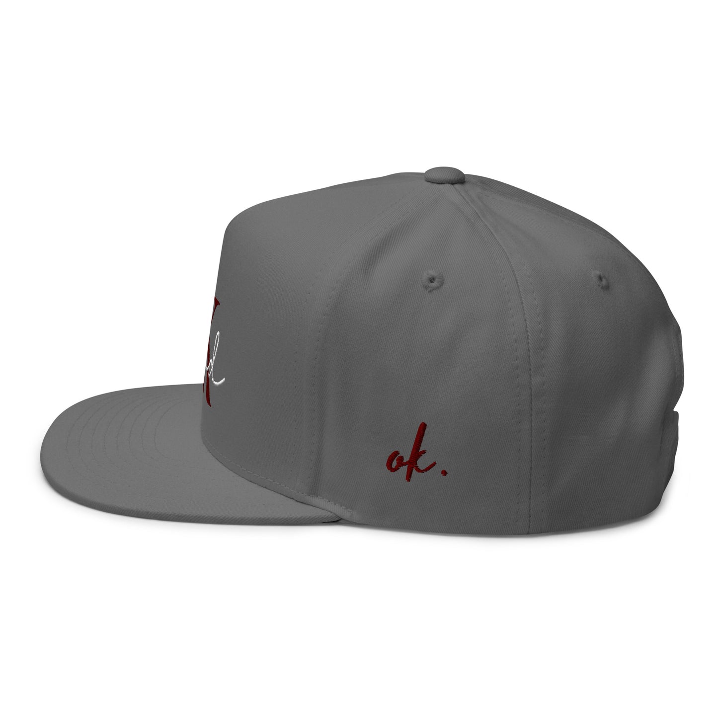 OK Squad 5-Panel Flat Bill Cap - Grey/Maroon