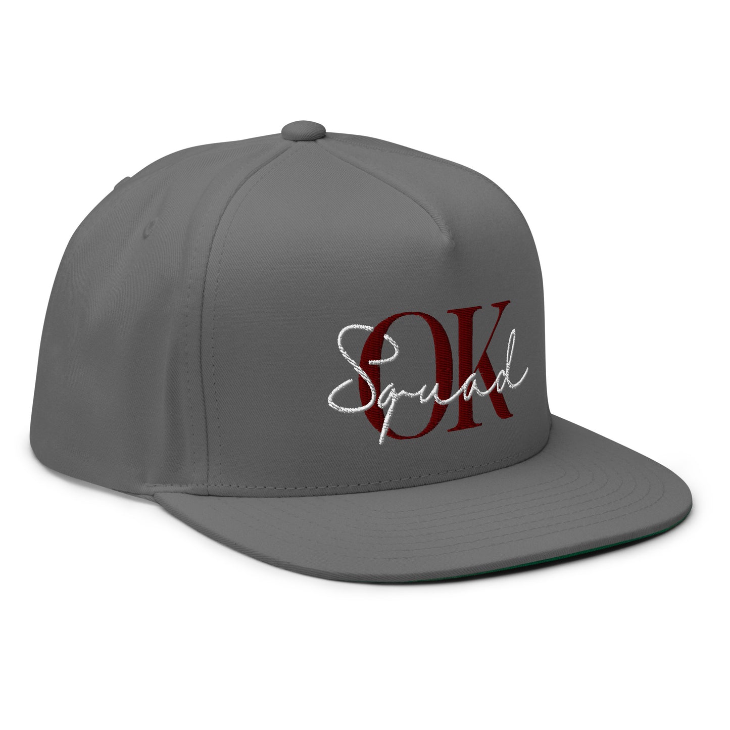 OK Squad 5-Panel Flat Bill Cap - Grey/Maroon