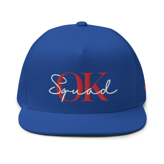 OK Squad 5-Panel Flat Bill Cap - Blue/Red