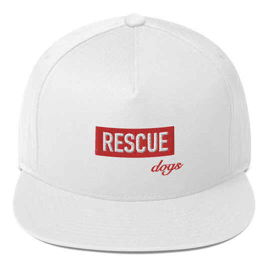 Rescue Dogs Flat Bill Cap - White