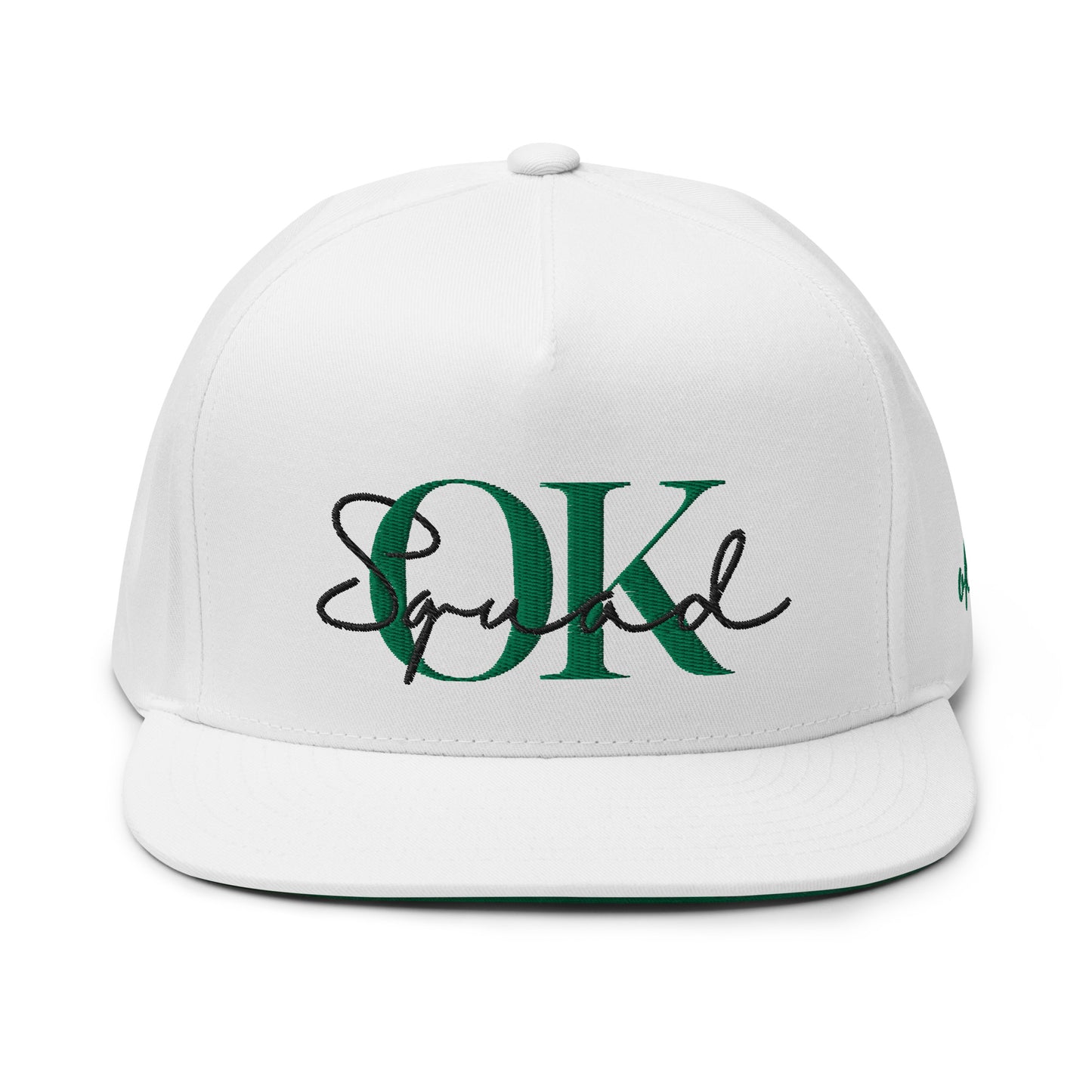 OK Squad 5-Panel Flat Bill Cap - White/Green