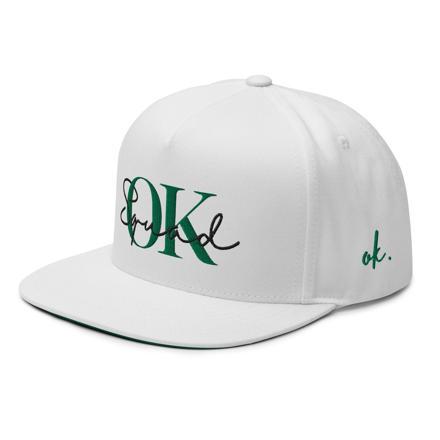 OK Squad 5-Panel Flat Bill Cap - White/Green