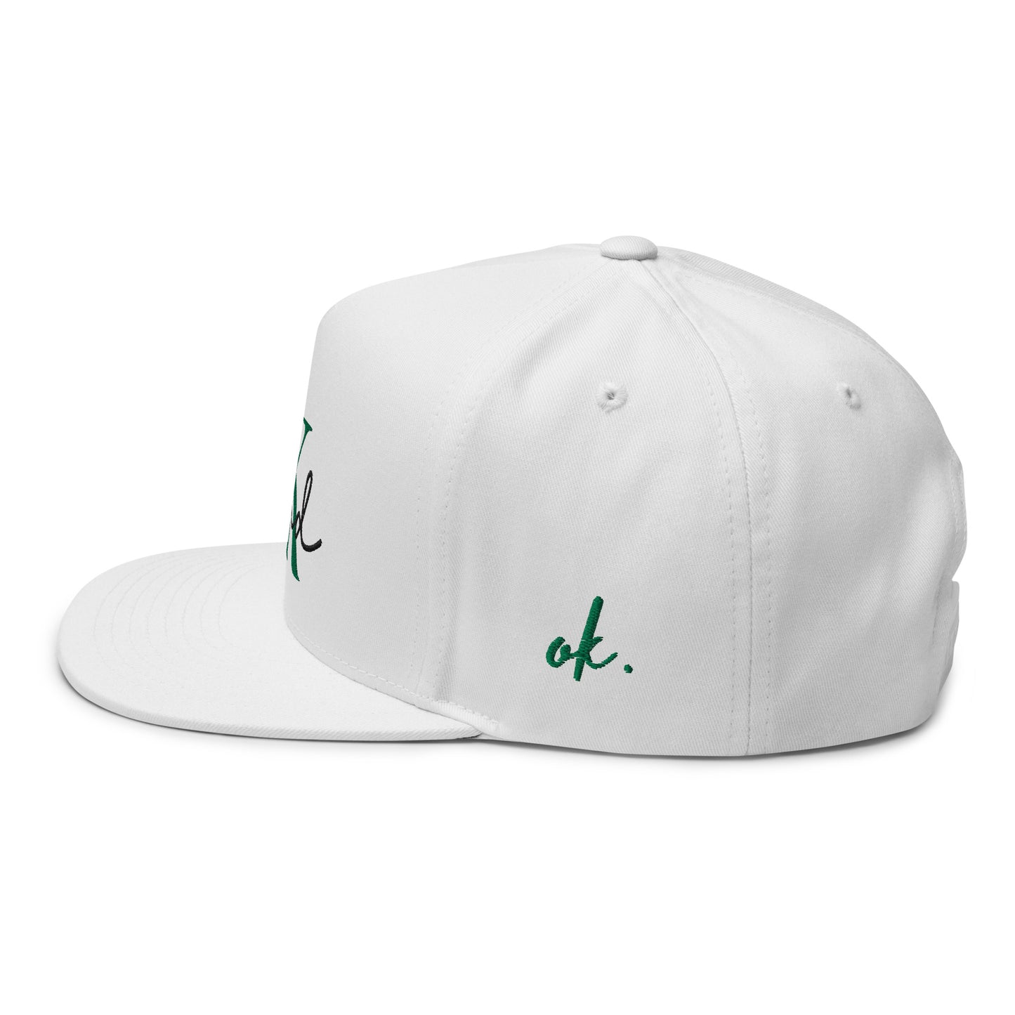 OK Squad 5-Panel Flat Bill Cap - White/Green