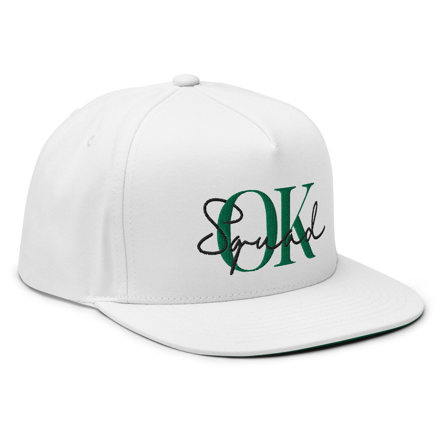 OK Squad 5-Panel Flat Bill Cap - White/Green