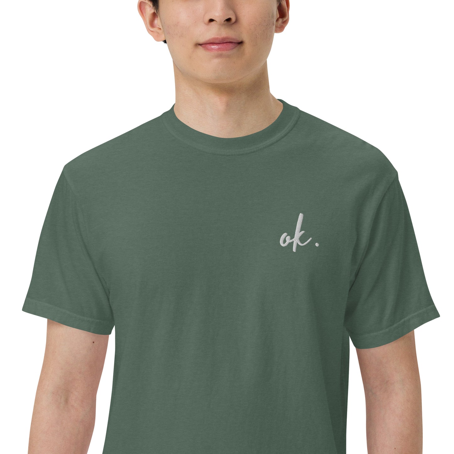 OK Squad Script Unisex garment-dyed heavyweight t-shirt - Blue Spruce