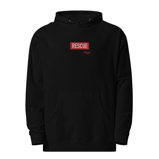 Rescue Dogs Red Logo midweight hoodie - Black