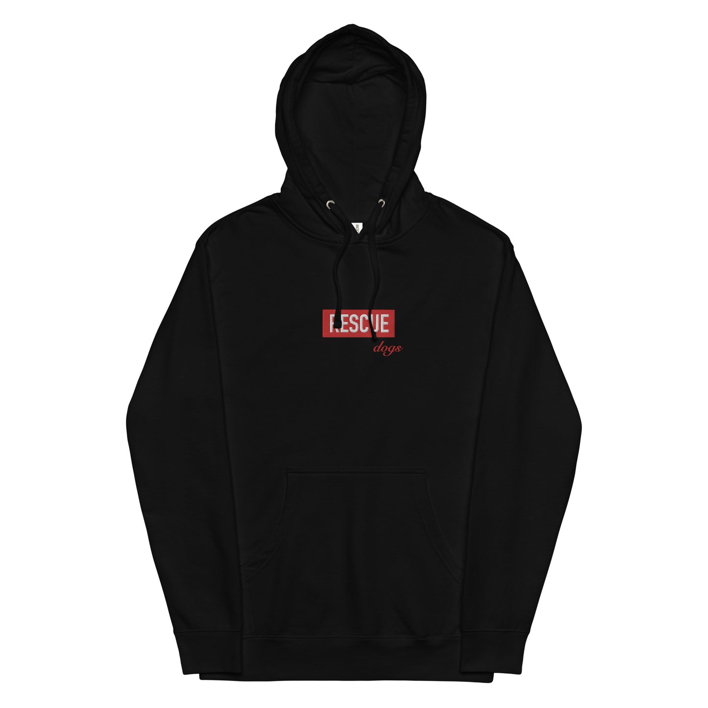 Rescue Dogs Red Logo midweight hoodie - Black